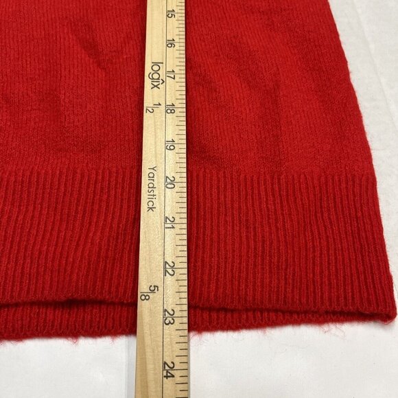 CeCe Womens Sweater Womens M Red Mock Neck Pearl Trim Puff Sleeve Christmas Soft - Picture 7 of 8